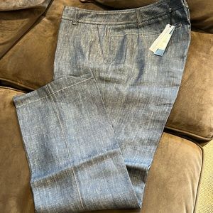 Talbots signature blue linen denim pants size 14 W